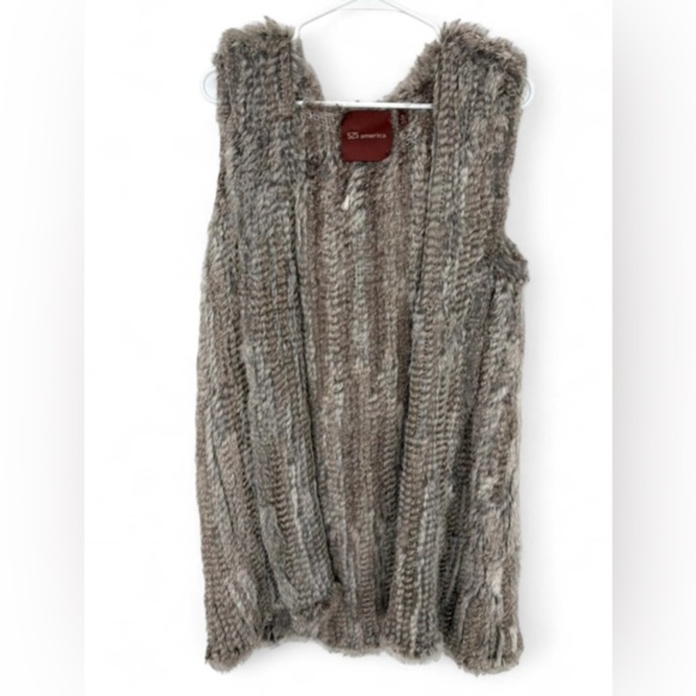 Women SOFTEST 100% Rabbit Fur Hooded Cardigan Sweater Medium 525 America Cozy